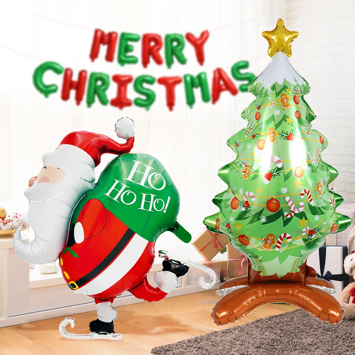 thumbnail image 2 of 1 pieza de Papá Noel, muñeco de nieve, globos para árbol de Navidad, decoración navideña para el hogar, Año Nuevo, cumpleaños, decoración navideña, 2 of 5