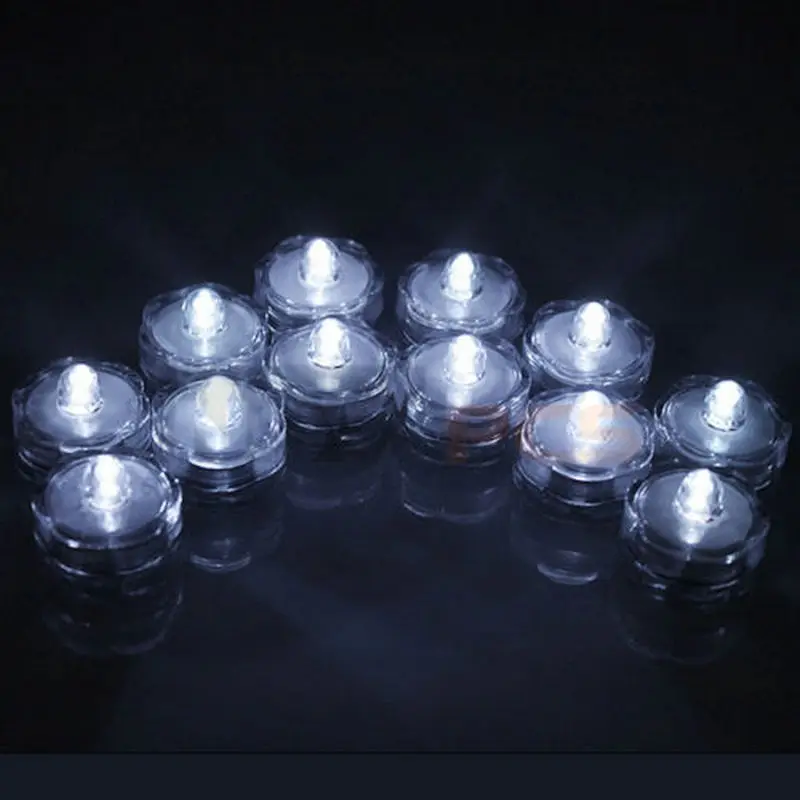 Mini Bougies Chauffe-Plat LED Étanchées - 20 Lampes Sous-Marines Blanches à Piles Pour Décoration Mariage Et Piscine
