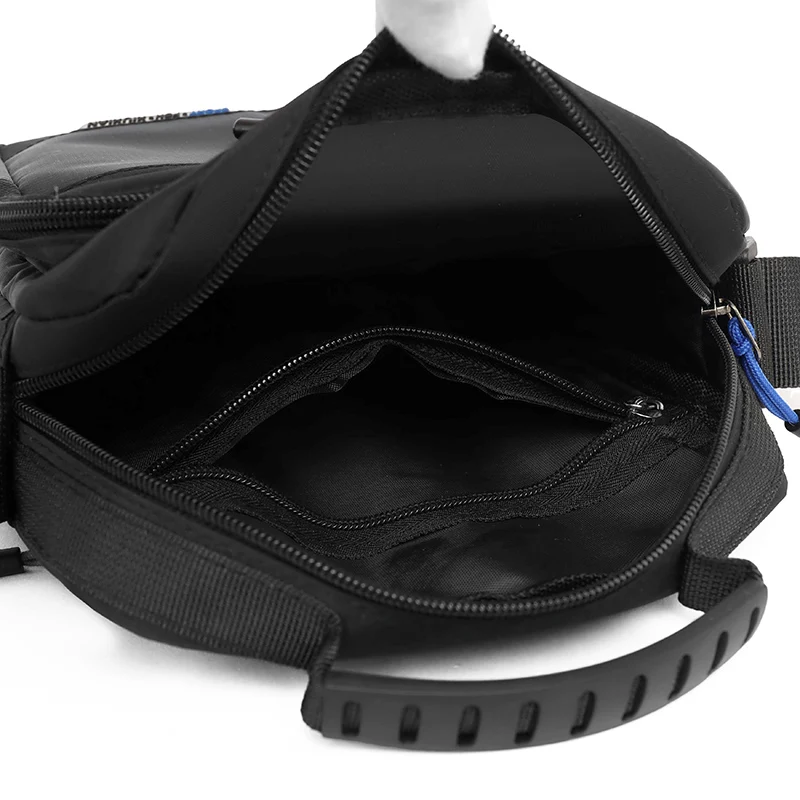 1 men's crossbody bag with zip closure, adjustable shoulder strap, and multiple storage compartments, suitable for daily commuti