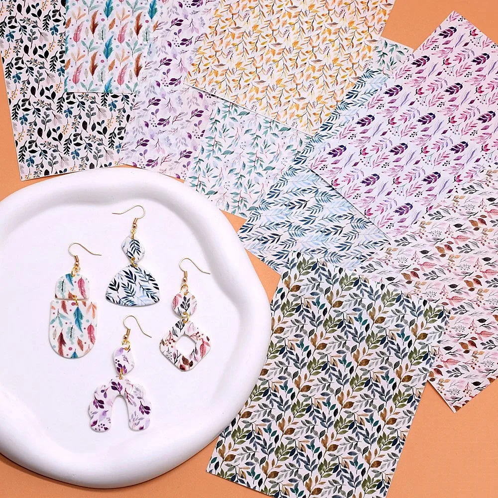 

SNASAN лист перо узор акварель переводная бумага для полимерной глины Мягкая Керамика Подвески eears материал для изготовления ювелирных изделий