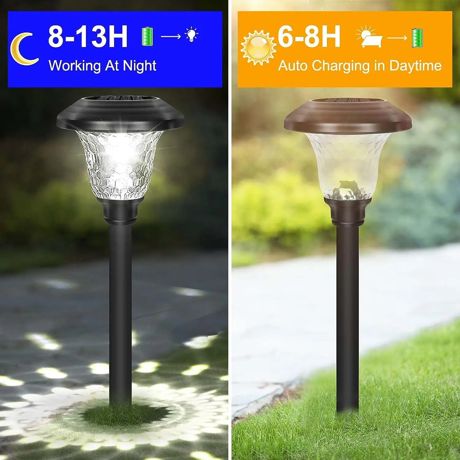 Outdoor Solar Pathway Lights 6Pack Stainless Steel Solar Garden Lights Auto On Off Path Landscape Lighting