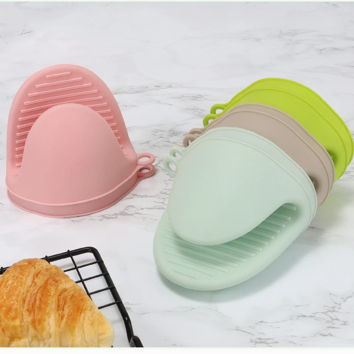 Silicone Heat Resistant Gloves Clips Kitchen Gloves 2Pcs