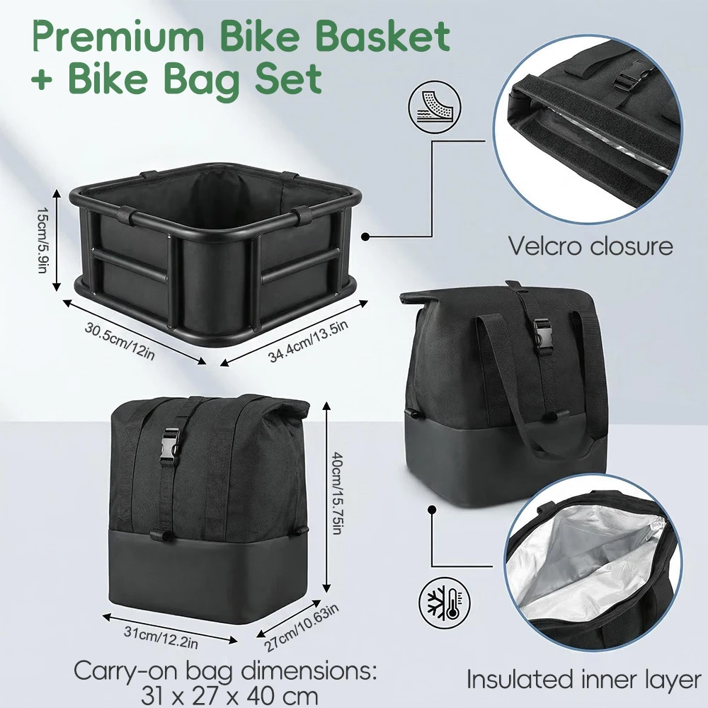 Rear Bike Basket Bicycle Cargo Rack Bag With Handle Large Capacity Fron E-Bike Basket Bike Baskets for Outdoor Travel Shopping