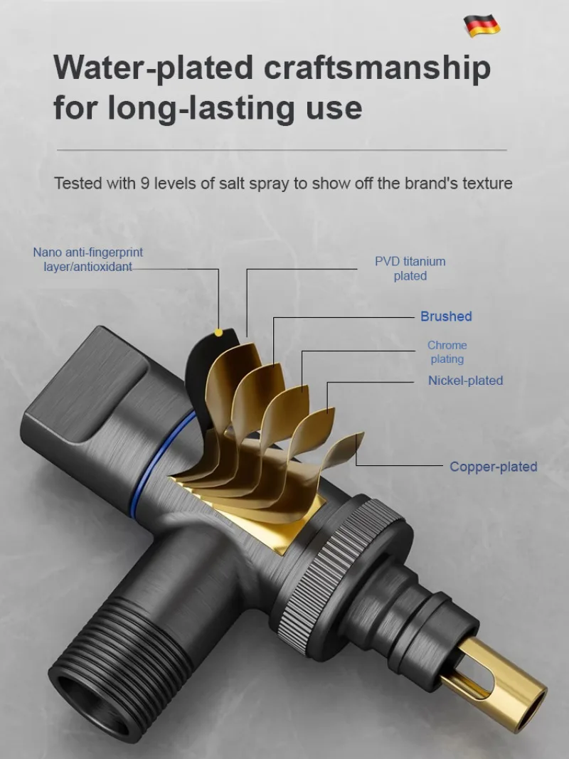 Household narrow space washing machine faucet all copper joint automatic shut-off valve 3
