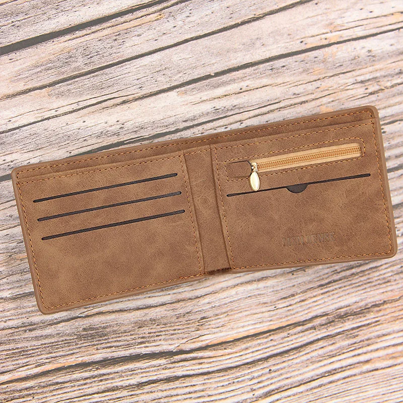 Short Men Wallets Slim Card Holder PU Leather Small Zipper Coin Pocket short wallet