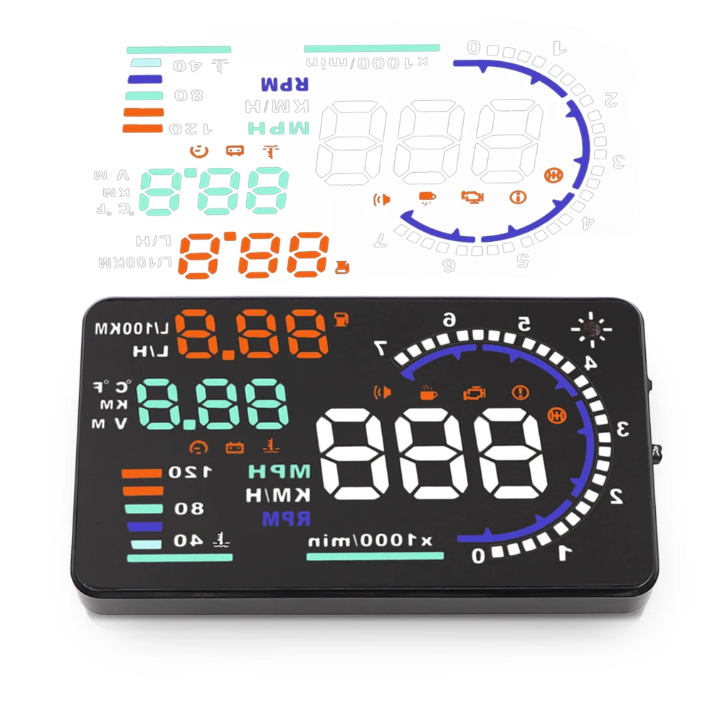 A8 HUD ÷  ũ , OBD2 ڵ , RPM MPH ӵ, 5.5 ġ
