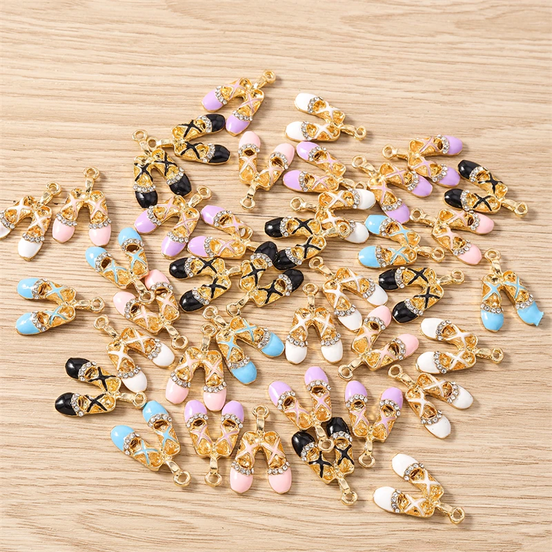 10 Stück 17 x 25 mm niedliche Emaille-Sandalen, Schuhe, Charms, Anhänger für Schmuckherstellung, Halsketten, Ohrringe, Armbänder, DIY-Bastelzubehör – Detail 11