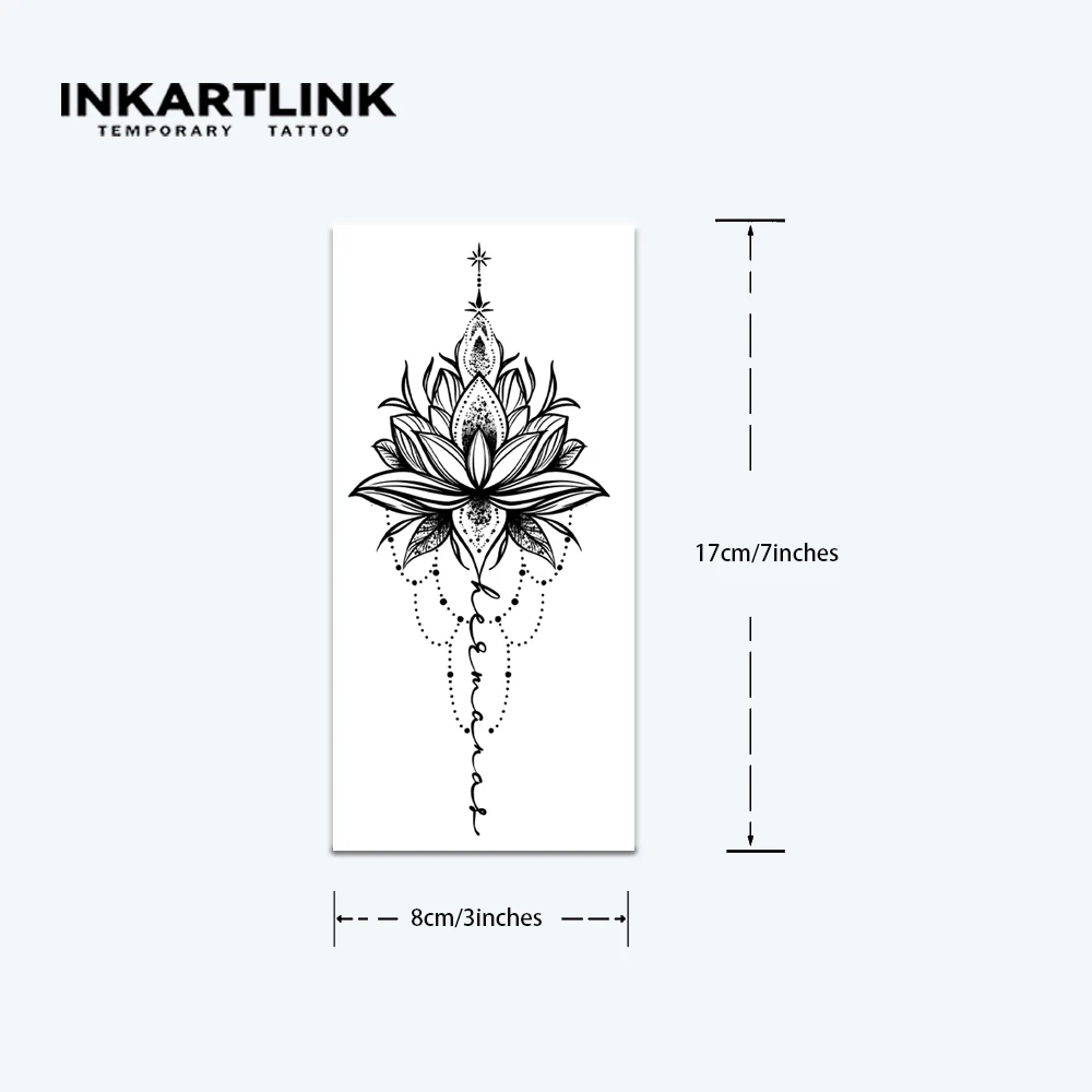 Lotus temporary tattoo sticker, waterproof magic tattoo, lasts to 15 days fake tattoo, semi permanent tattoo 4