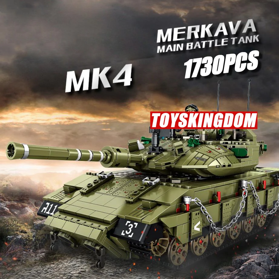 

Israel Military Bricks Merkava Mk4 Main Battle Tank Batisbrick Building Block Vehicle WW2 Army Force Figures Toys For Boys