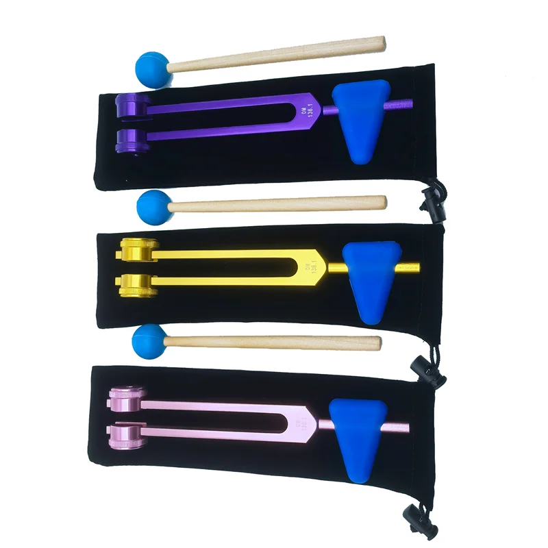 136.1 OM136.1 Aluminum Alloy Tuning Fork with Hammers for Healing Chakra, Sound Therapy, Reliever Stress,Purple 3
