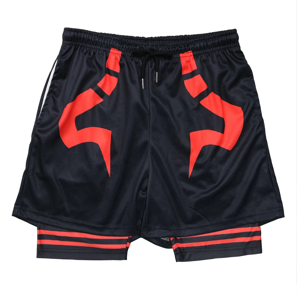 Anime Ryomen Sukuna Gym Shorts Printed 2 In1 Bilayer Side Pocket For Mobile Phone Quick-Drying Breathable Sports Jogging Pants 2