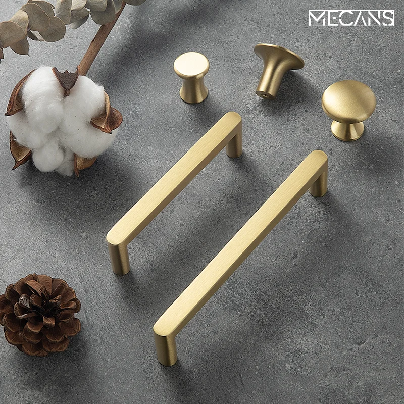 MECANS Modern Gold Knob Pure Copper Kitchen Cabinet Handles