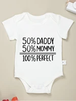 Daddy 50% Mommy = 100% Perfect Print Creativity Newborn Clothes Romper Minimalist Cute Popular Hot Cotton Baby Onesie Unisex 1