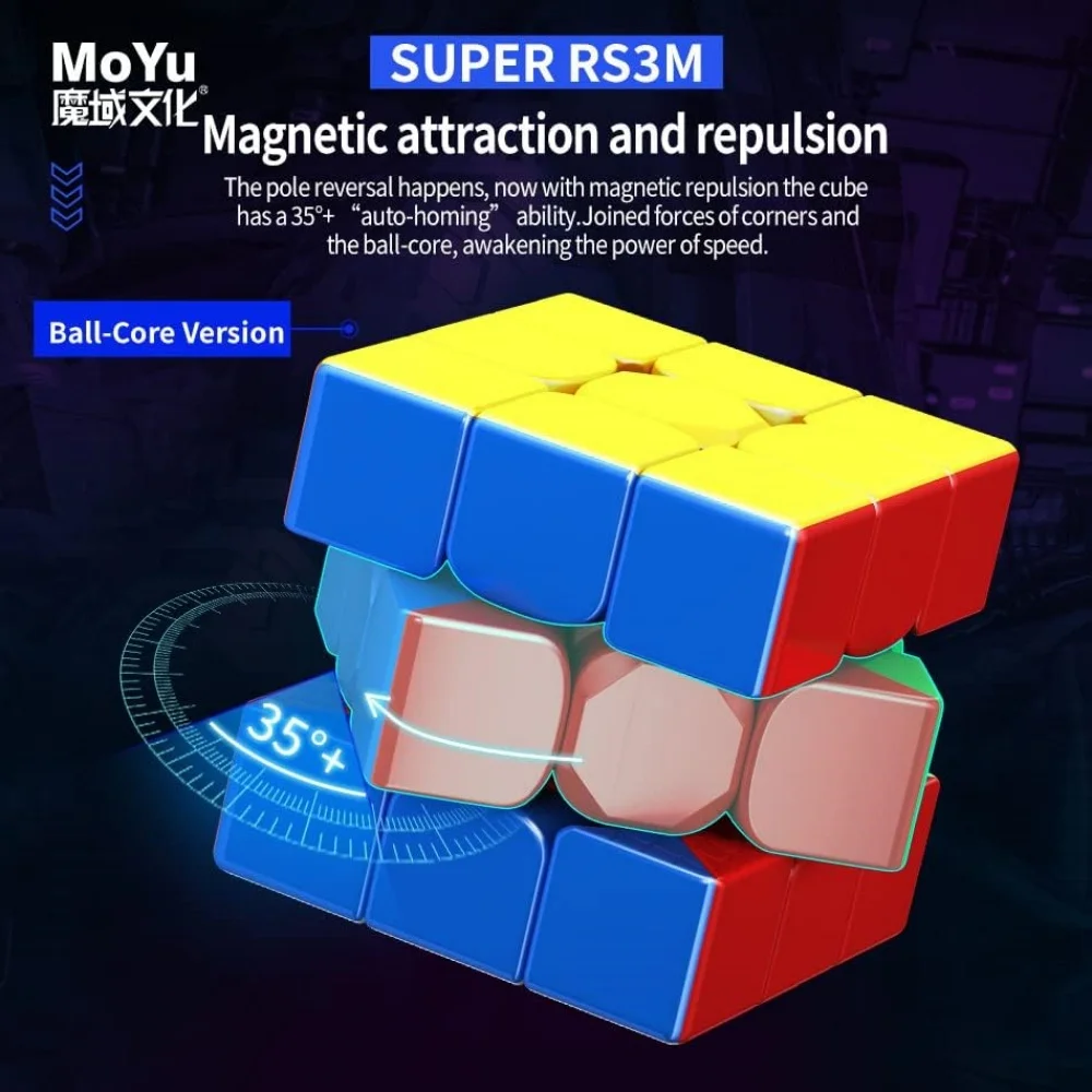 【Daily Deals】 NEW MoYu RS3M V5 3X3 Magnetic Speed Cube Stickerless Professional Fidget Toys RS3 M V5 Cubo Magico Puzzle.