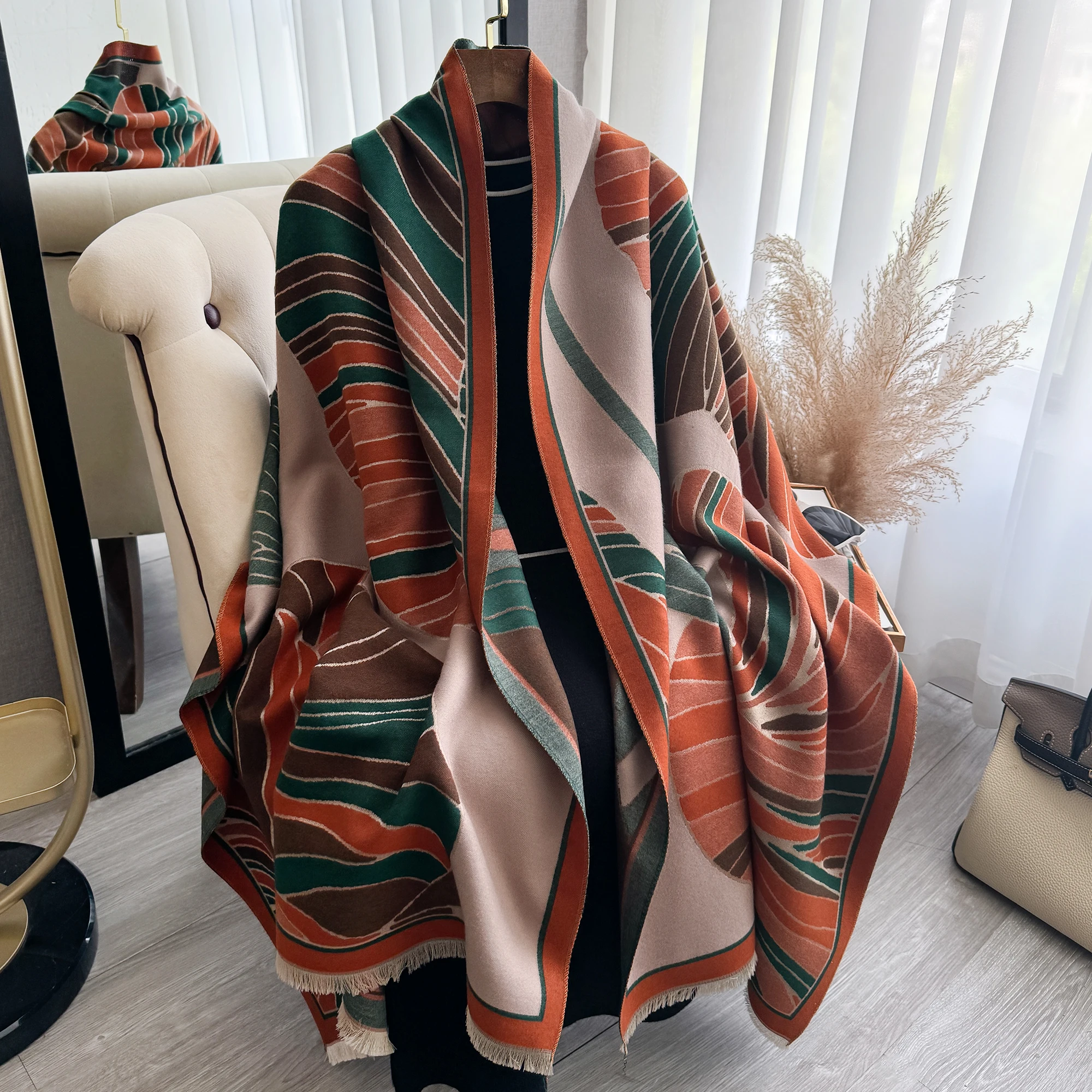 2024 Design Winter Warm Cashmere Shawl Fashion Scarf Women Neckerchief Pashmina Head Scarves Wrap Femal Poncho Echarpe Bandana