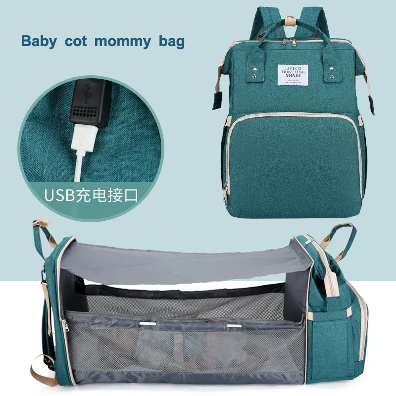 Portable Crib Mummy Bag Shade Cloth Multi-functional Backpack Large-capacity Waterproof Baby Diaper with Changing Bed |