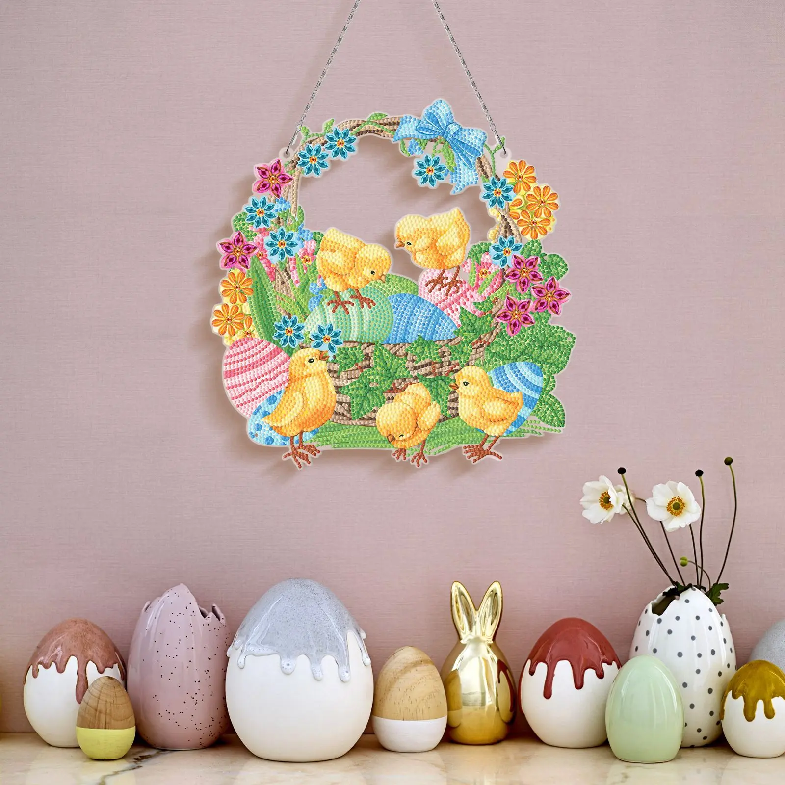 Dezsed Easter Decorations Clearance Easter DIY 5D Diamond Art Painting  Kits, Easter Rabbit Eggs Tabletop Decoration With LED String Light, Cute