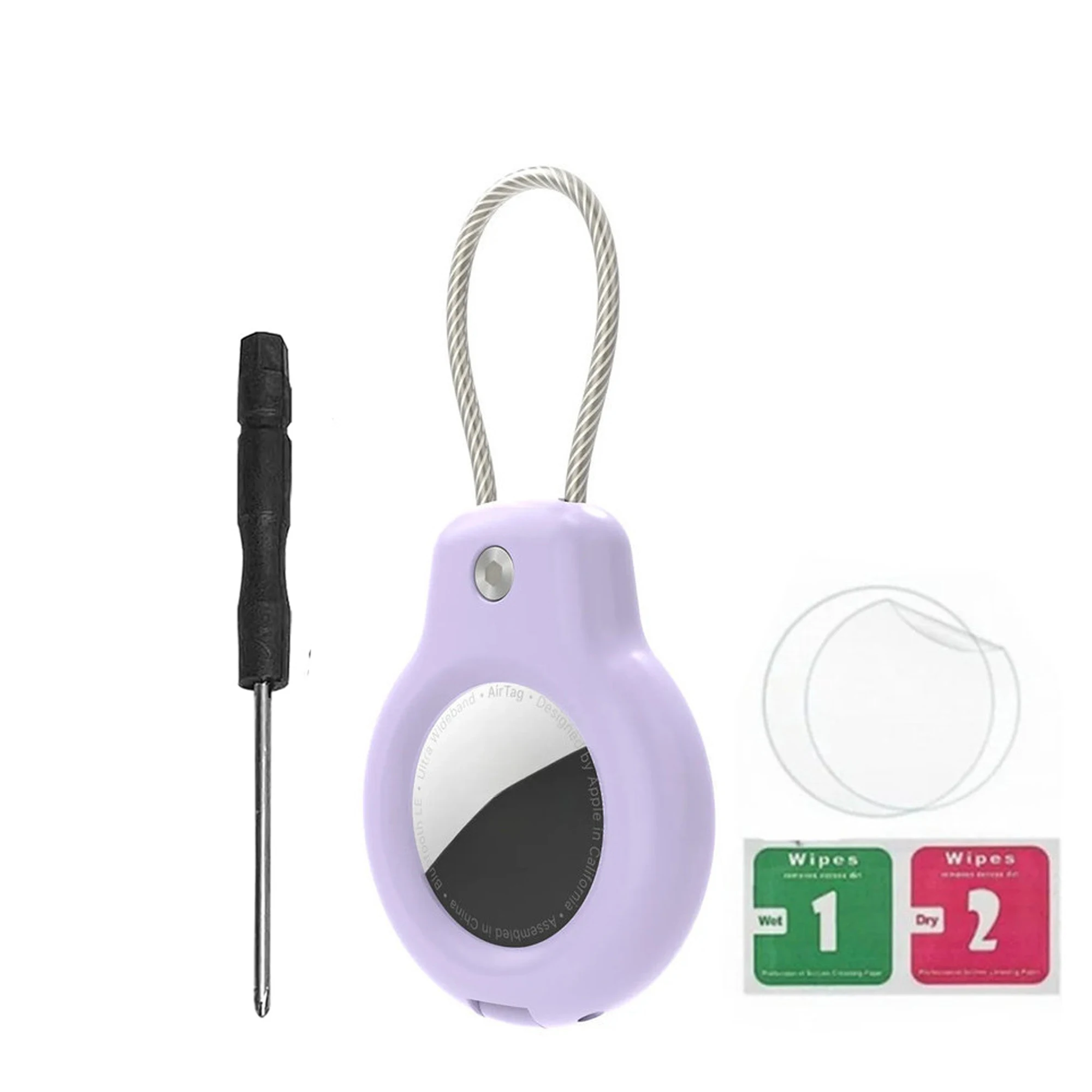 Enhanced AirTag Holder - Secure Wire Cable Keychain with Protective Case for Luggage, Keys, Backpacks, Pets