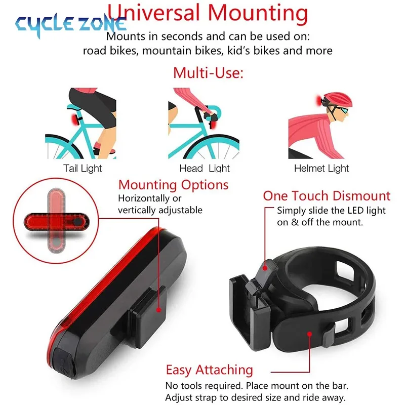 USB Rechargeable LED Bike Tail Light - Bright Rear Safety Light