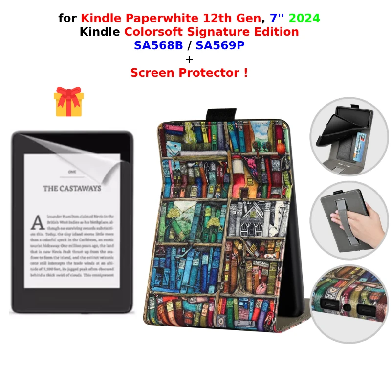 ColorSoft Signature Edition Case with Screen Protector and Hand Strap for 7 Devices, 2024 Release