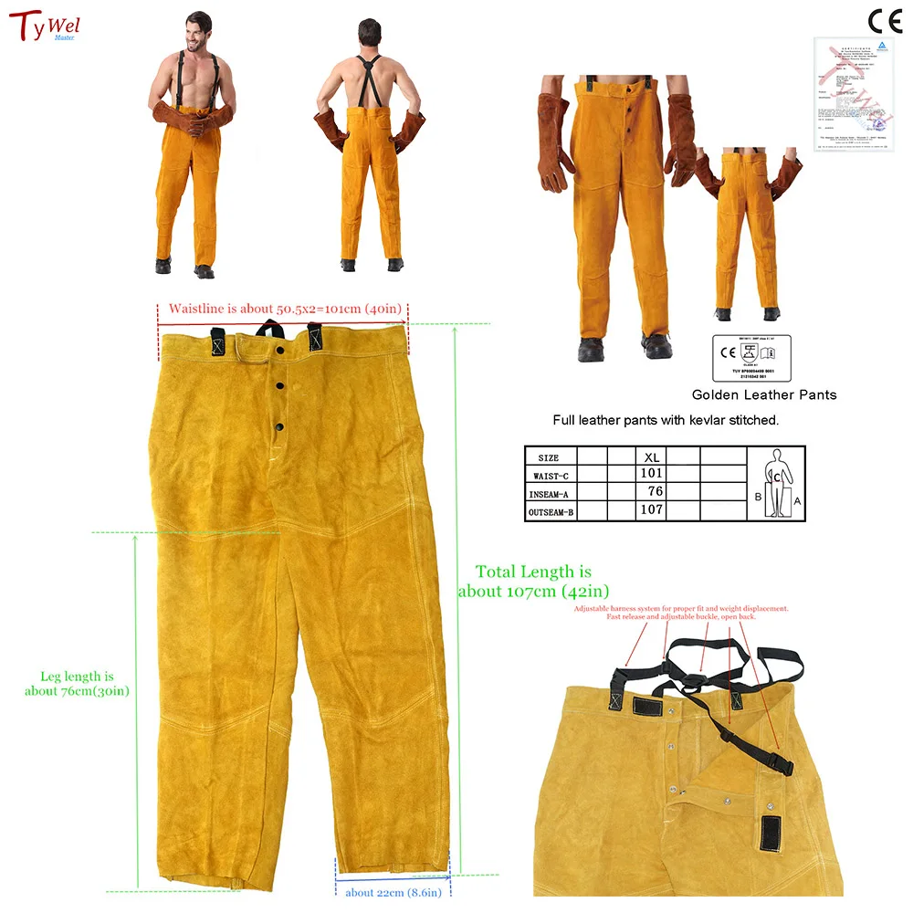 Cowhide Leather Welding Pants Flame 