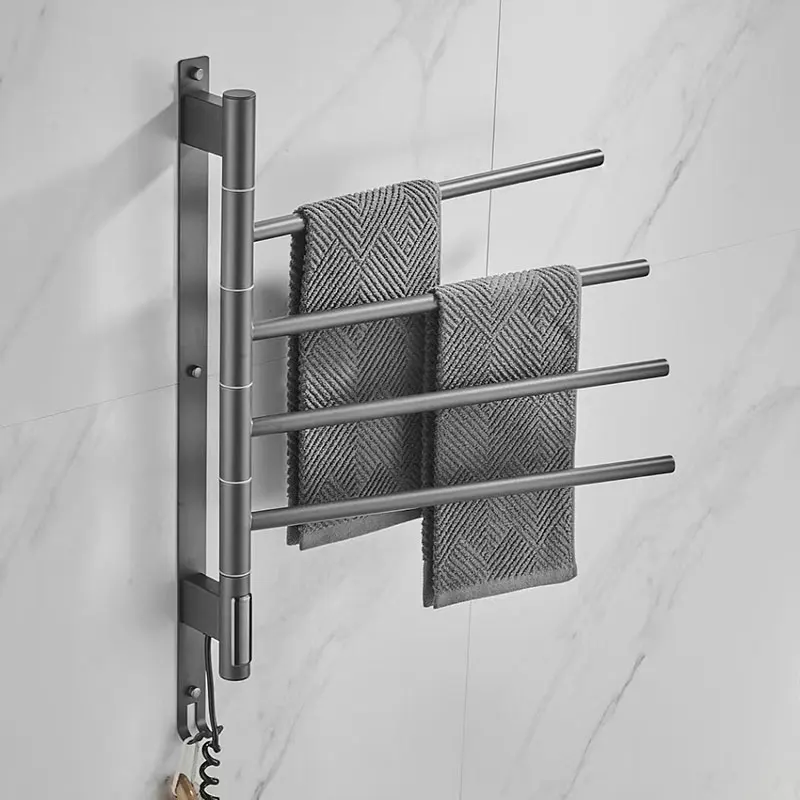 Gunmetal heating towel bars constant towel heating shelf Rotating electric heating  towel bar intelligent constant temperature - AliExpress