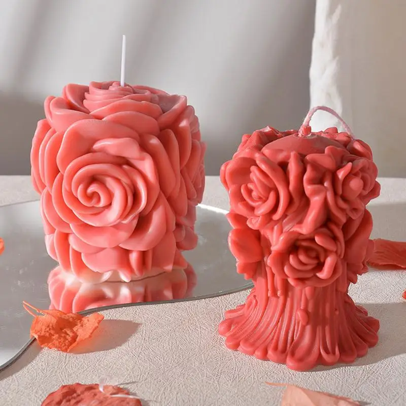 

Rose Candle Mold Creative 3D Silicone Flower Molds Silicone Mold Rose Cake Chocolate Soap Mold For Valentines Day Gift Home
