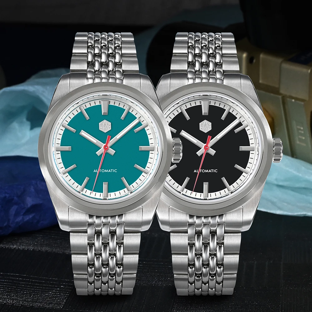 NC San Martin SN004G v2 Retro 6200 orologi subacquei da uomo in vetro zaffiro 200 m impermeabile orologio meccanico automatico per uomini, Black No Logo, Bracciale