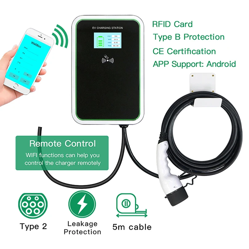 

11 кВт Тип 2 380 В 16 А Wallbox Ev зарядное устройство Сертификация Tuv
