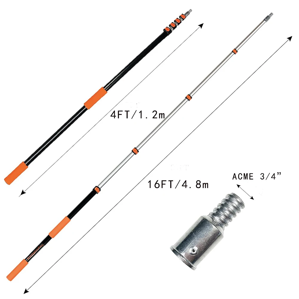 Solar Panel Cleaning 16FT Aluminum Pole Water Fed Brush with Swivel Squeegee Washer for Window Cleaning (4.8M) 6