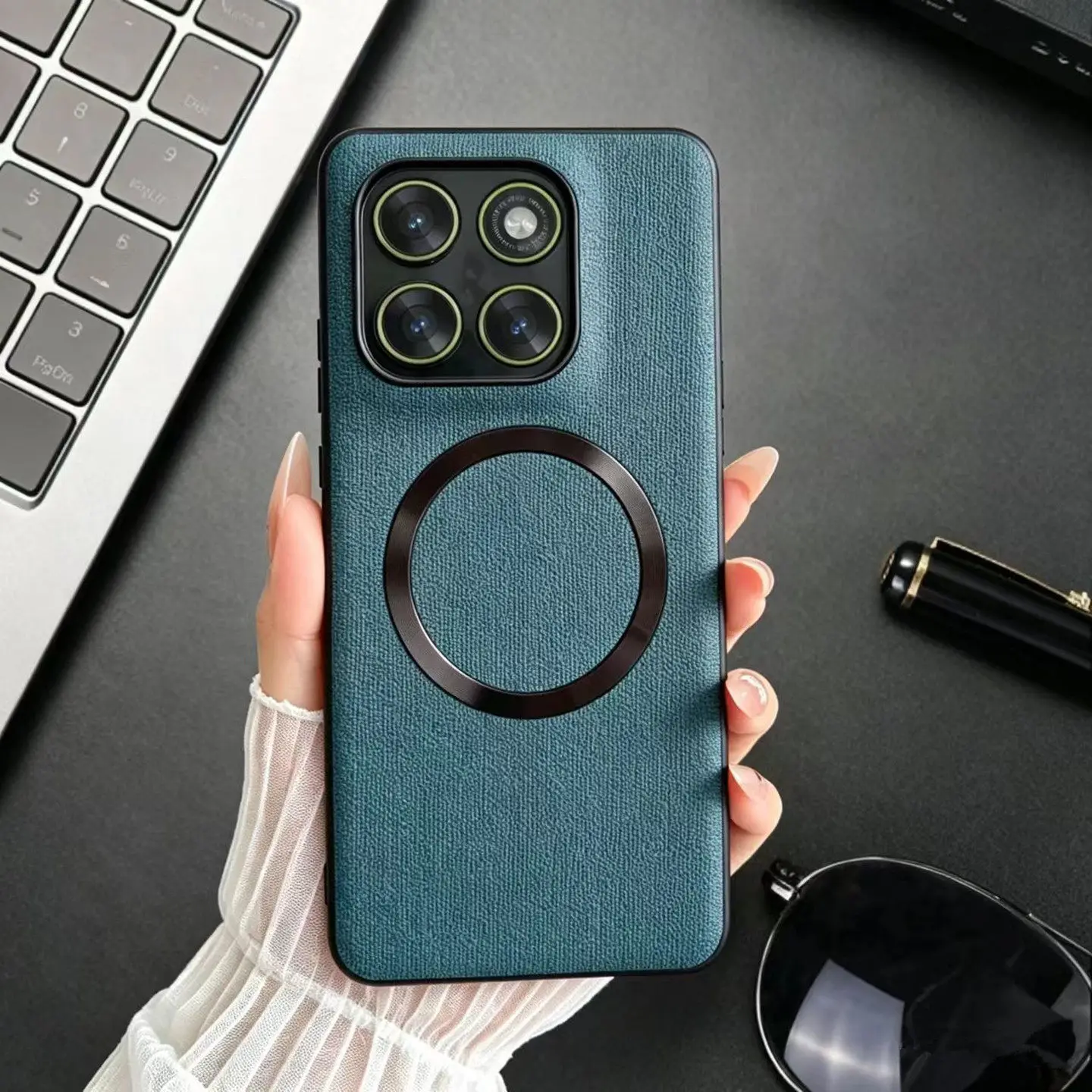 Advanced Business Fabric Texture Leather Case with Magsafe Wireless Charging Compatibility