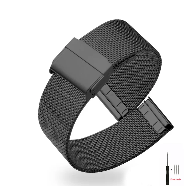 Stainless Steel Milanese Mesh Watch Strap with Safety Buckle - Universal Flat Head Wristband