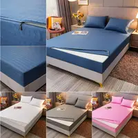 Zipper Detachable Mattress Protector, Solid Color Brushed Six-sided Full-enclosed Dust Cover, Tatami Bed Cover 160x200/140x200CM 1