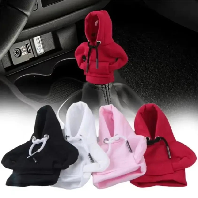 Car Shift Lever Handle Kit Car Gear Shift Washable Hoodie Cover Decoration Creative Funny Universal Interior Accessories