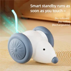 Interactive Rechargeable Electric Mouse Cat Toy with Intelligent Obstacle Avoidance (WHITE)