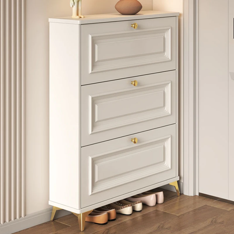 

White Tipping Bucket Shoe Cabinet Modern Entrance Luxury Nordic Designer Shoe Rack Ultra Thin Szafka Na Buty Furniture Home