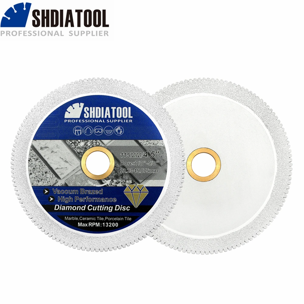 SHDIATOOL 4.5inch Diamond Cutting Blade Dia115mm Marble Granite Quartz Dry Cut Disc Angle Grinder Masonry Saw Cutter Plate shdiatool 2pcs diamond a shape mesh turbo saw blade dia115mm 4 5inch tile marble stone granite dry cutting disc bore 22 23mm