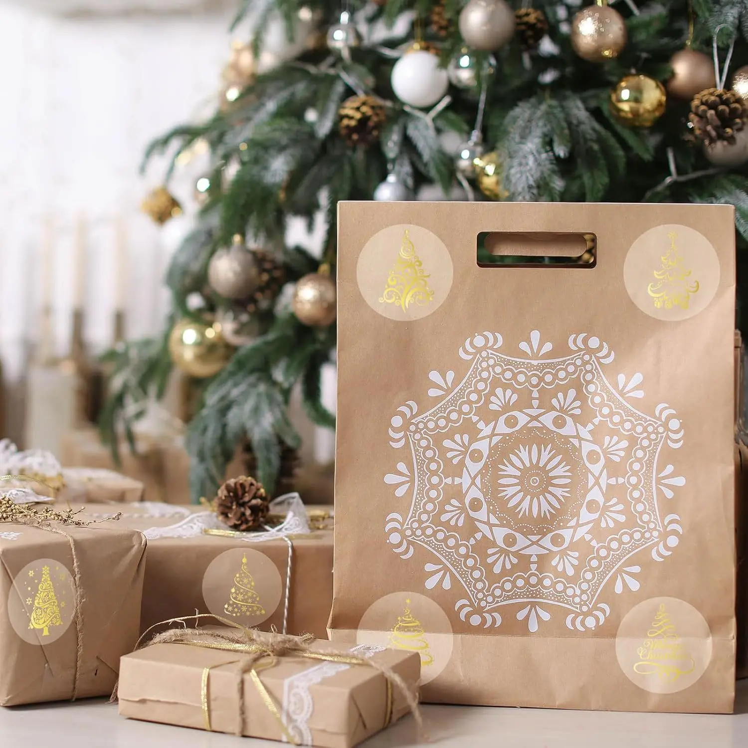 100-500 Stück transparente Weihnachtsbaum-Aufkleber, Party, Weihnachten, Geschenkverpackung, Etikett, Kinder, Sammelalbum, Schreibwaren-Aufkleber – Detail 5