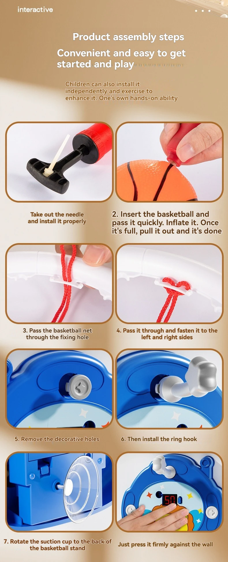 Hoop shown with soft basketball