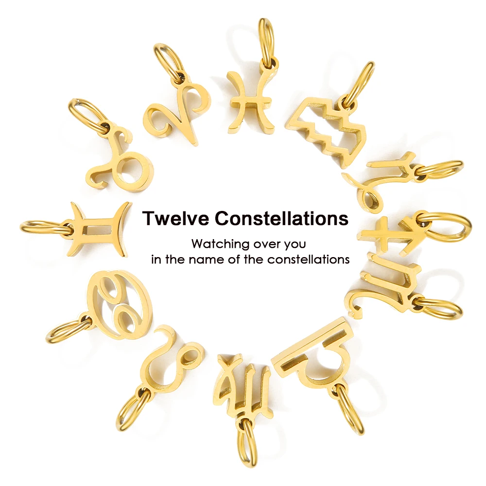 One Of 12 Constellation Zodiac Charms For Jewelry Making Pendant Supplies  Gold Color Diy Neckalce Bracelet Earrings Accessories Jewelry Stainless  Steel Material Is Not Easy To Lose Color