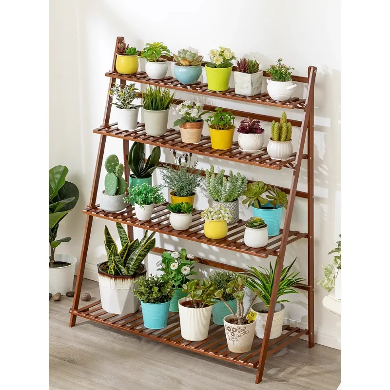 

Flower shelf, living room, floor-to-ceiling, foldable shelf, balcony, flower pot, succulent, solid wood, multi-storey,