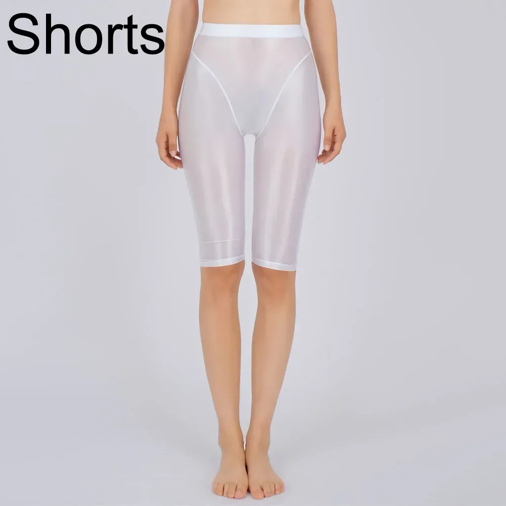Women Sexy Lingerie Hot Jeggings Shorts Oil Glossy Shiny Casual Tight Yoga Pant Perspective Sex Erotic Costumes Lingeries