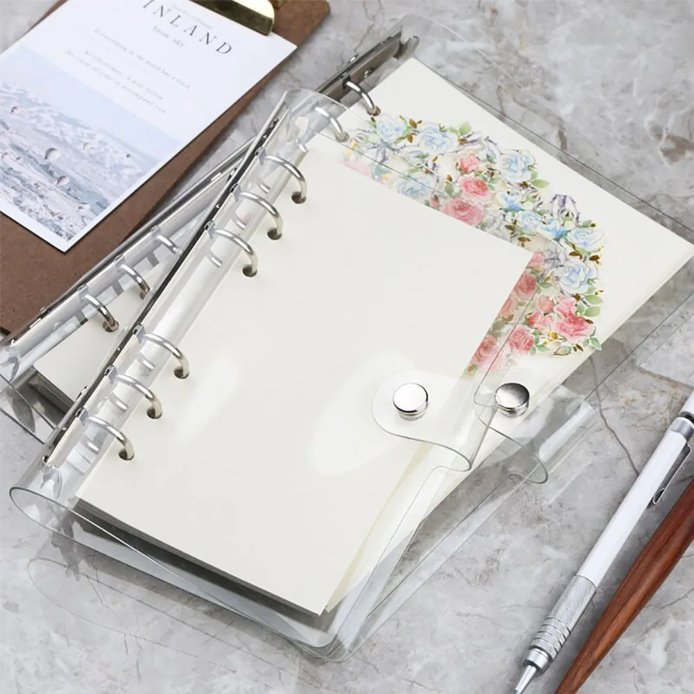 

A6 A5 Binder Storage Collect Book Snap Button Close Case Zipper Folders Soft PVC 6-Ring Binder Cover DIY Photo Organizer 6 Hole