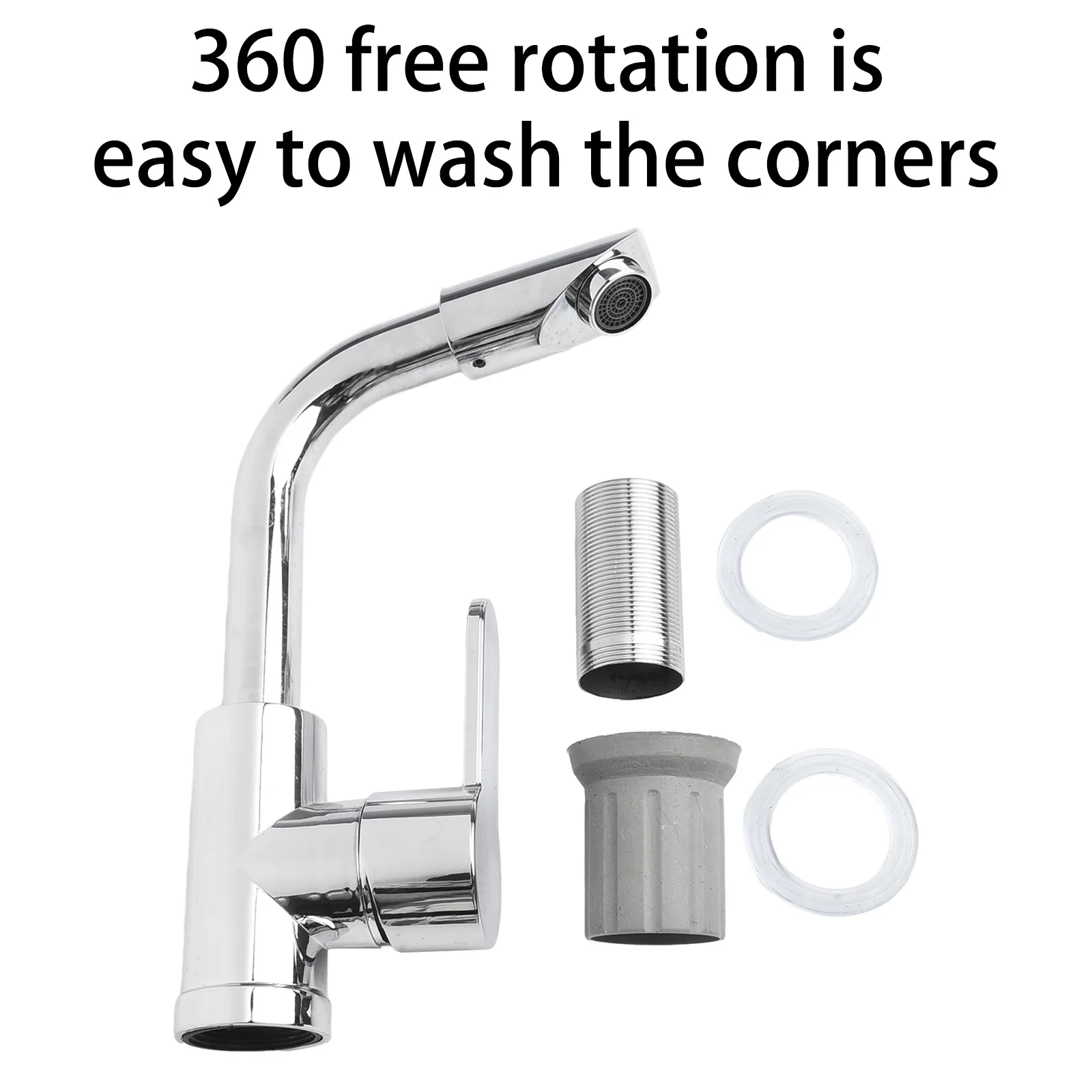 

Premium Quality Bathroom Faucet with Polished Chrome Plated Finish for Swivel Basin Sink and Durable Materials
