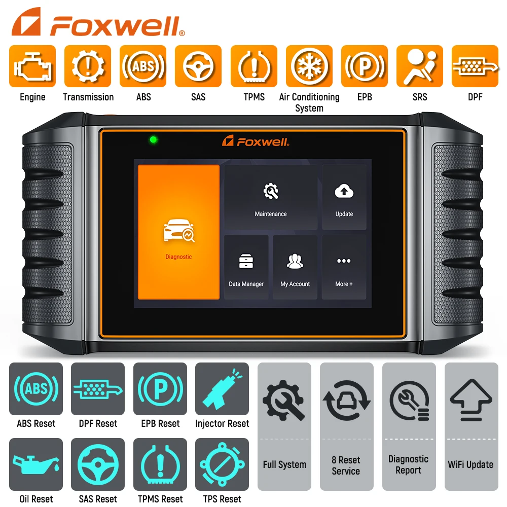 Foxwell NT726 OBD2 Scanner All System Diagnostic Scan Tool with ABS Oil Reset EPB DPF Injector SAS TPMS Code Reader Free Update