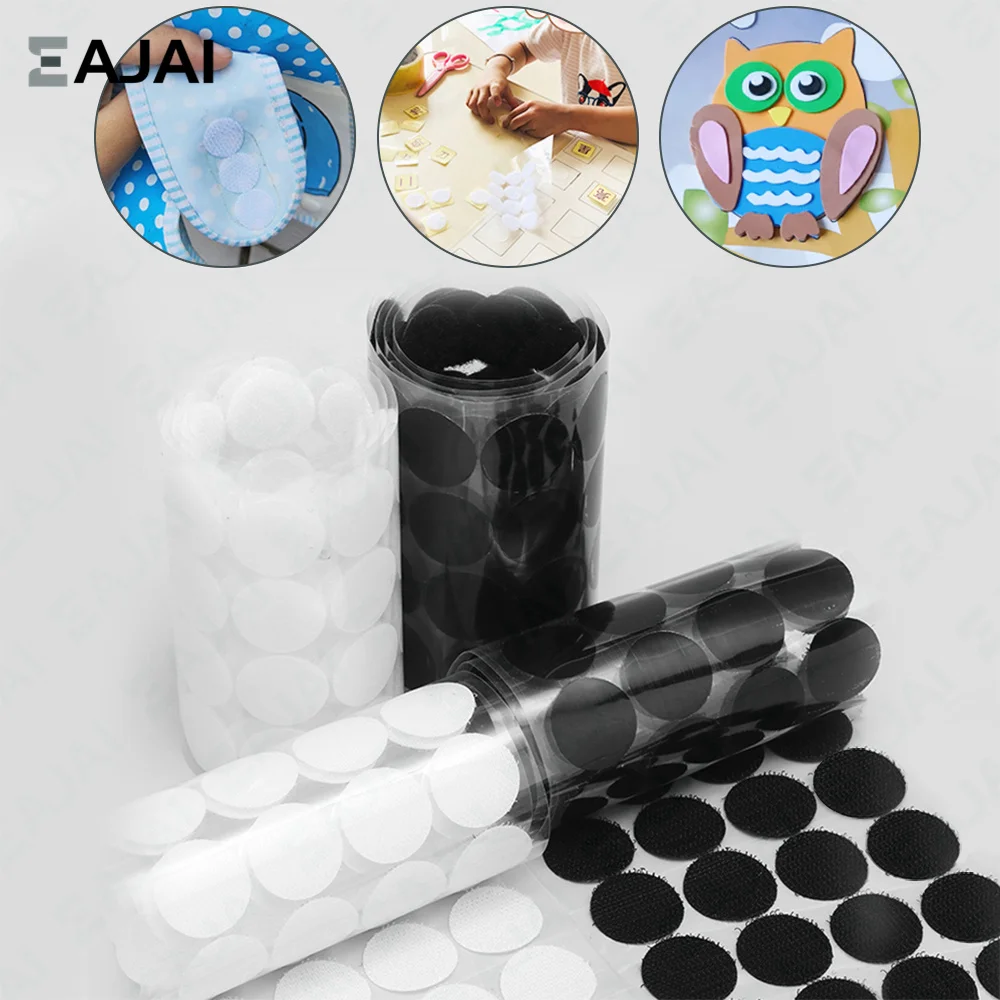 

1000pair 10/15/20mm Dot Sticker Transparent Baby Self Adhesive Hook and Loop Fastener Tape Glue Tape Round Coins Belcro Adhesivo