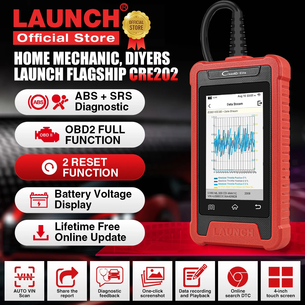 2022 LAUNCH X431 CRE202 OBD2 Car Diagnostic Tool Auto Engine ABS SRS Airbag Read Clear Error Code Automotive Scanner Free Update