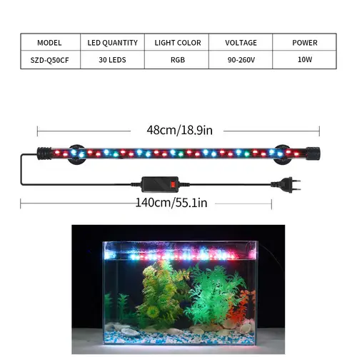 90-260V Aquarium Light LED Waterproof Fish Tank Clip Light Underwater Decor Lighting Submersible Lamp Plant Grow Lamp 18-58 CM - Image 13