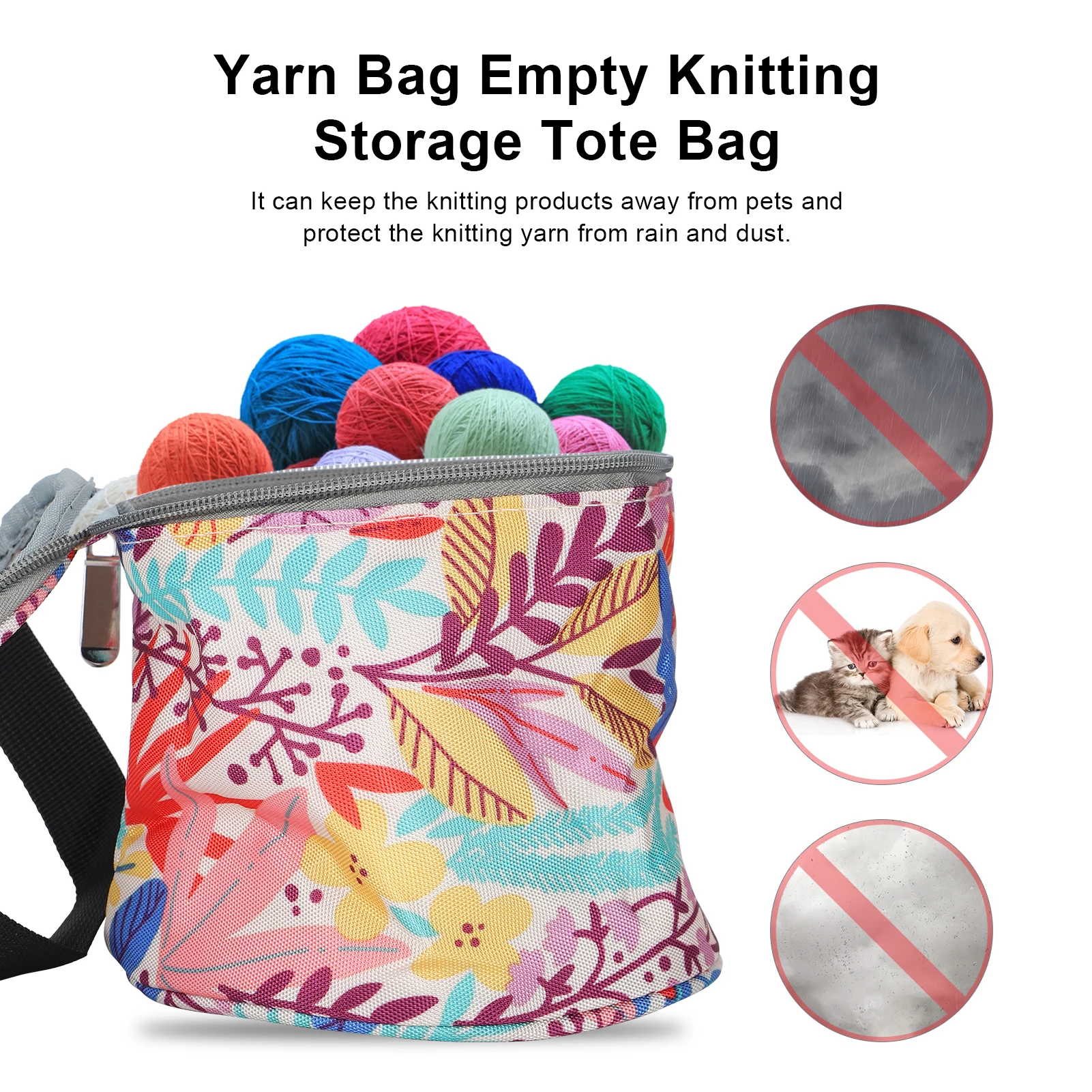 Knitting Storage Bag Yarn Bag Empty Knitting Storage Tote Bag Organizer for Carrying Crochet Accessories