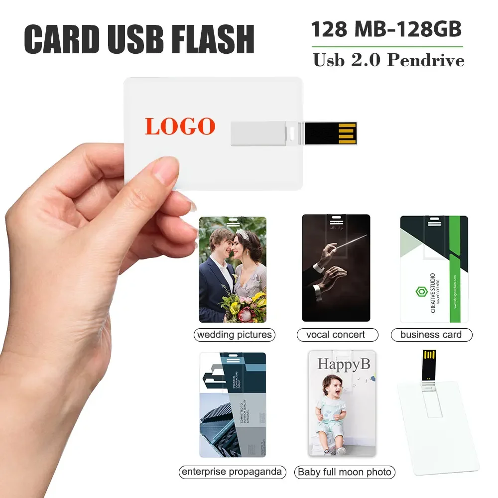 은행 카드 USB 플래시 드라이브, 비즈니스 선물, 컬러 프리 커스텀 펜 드라이브, 64GB, 플라스틱 32GB, 16GB, 8GB, 4GB, 메모리 스틱 U 디스크, 128GB